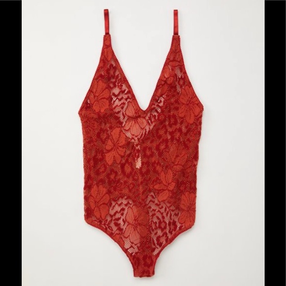 NWT Free People Live It Up Lace Bodysuit Rust Sm - Picture 6 of 12